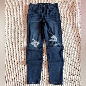 american eagle curvy hi rise jegging jeans size 12 28” inseam dark wash